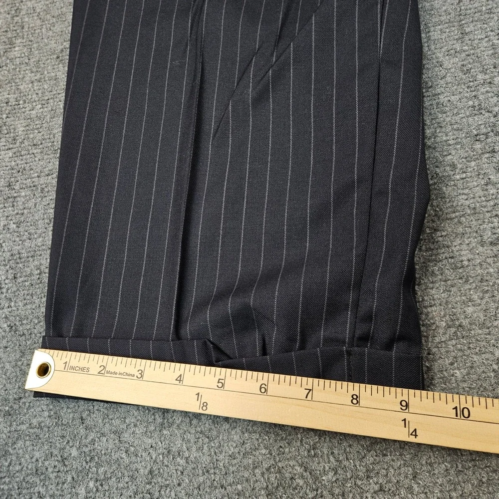 Dockers Premium Mens 40 Navy Pinstripe Pleated Cuffed Wool Blend Dress Pants